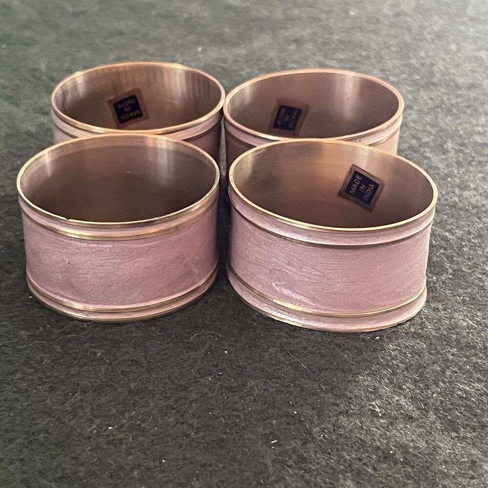 Set of 4 Brass Napkin Rings Holders with Enamel Finish BRASSMATES